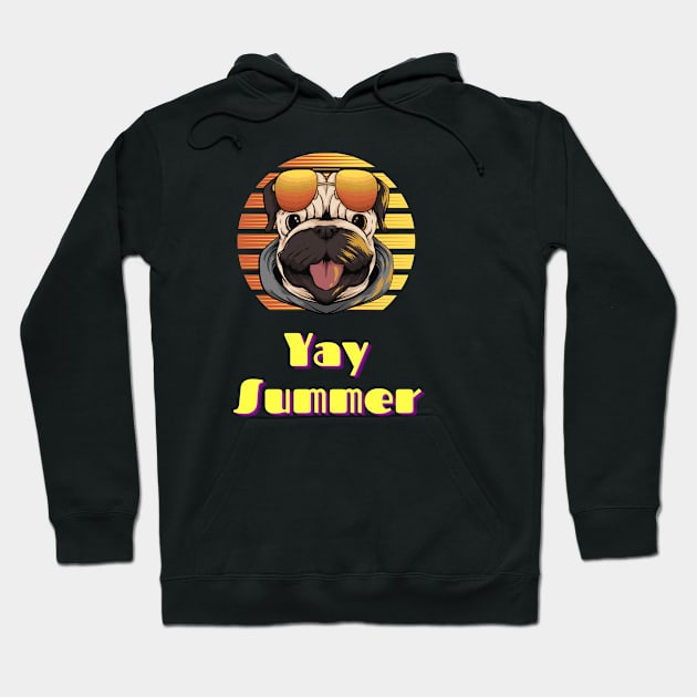 In this picture you see a smiling dog with glasses, who is happy that it's summer and you can go to the beach) Hoodie by Atom139